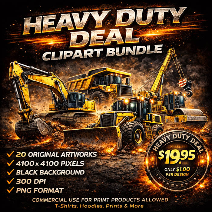 20 Heavy Duty Construction Equipment Clipart PNG Designs Digital Download