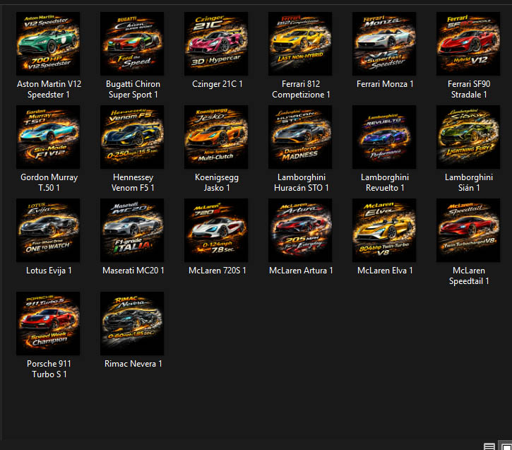 20 Super Car Art Bundle Super Cars Clipart PNG Designs Digital Download - Image 3