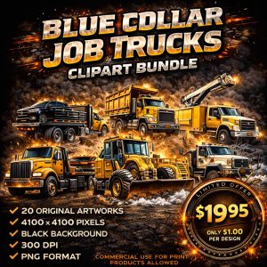 20 Blue Collar Trucks Clipart Work Truck Art PNG Designs Digital Download