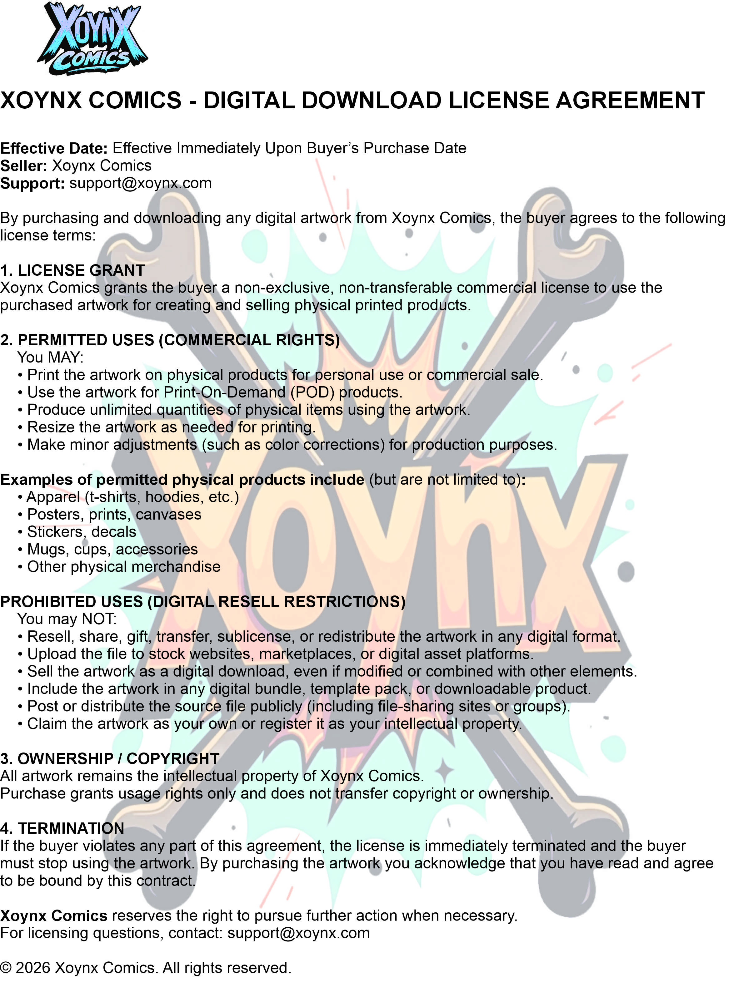 digital artwork download contract
