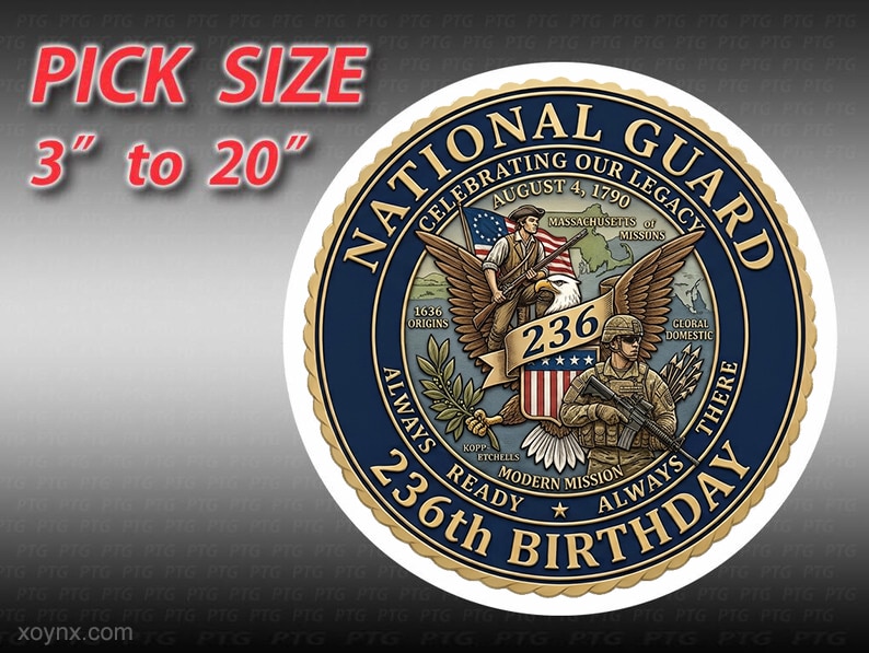National Guard 236th. Birthday Decal 3" to 20" Vinyl Decals